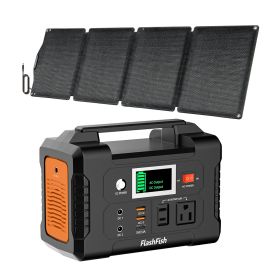 200W Portable Power Station;  FlashFish 40800mAh Solar Generator with 60W 18V ETFE Portable Solar Panel;  Flashfish Foldable Solar Charger