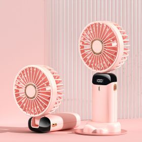 Portable Fan, Handheld Fan Personal Mini Fan 4200mAh Rechargeable With 5 Speeds, Battery Operated Mini Fan With LED Display (Color: Pink)