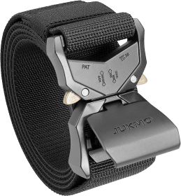 JUKMO Tactical Belt;  Military Hiking Rigger 1.5" Nylon Web Work Belt with Heavy Duty Quick Release Buckle (Color: Black, size: L)