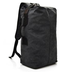 Men's Canvas Backpack Rucksack Hiking Travel Duffle Bag Military Handbag Satchel (Capacity: 35L, Color: Black)